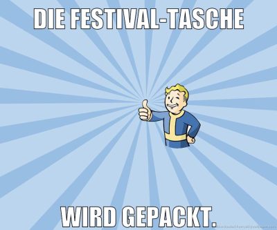 Die Festival-Tasche wird gepackt.