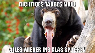 richtiges taubes maul alles wieder ins glas spucken