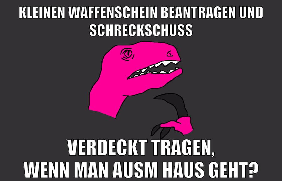 kleinen waffenschein beantragen und schreckschuss verdeckt tragen, wenn man ausm haus geht?