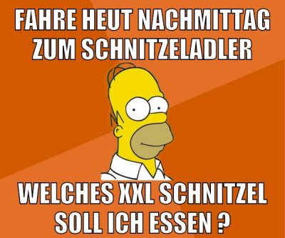 fahre heut nachmittag zum schnitzeladler welches xxl schnitzel soll ich essen ?