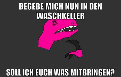 begebe mich nun in den waschkeller soll ich euch was mitbringen?