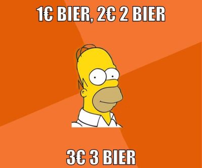 1€ bier, 2€ 2 bier 3€ 3 bier