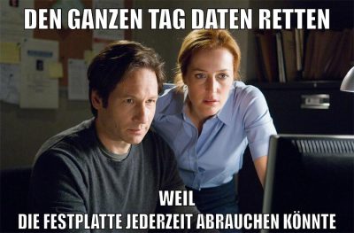 Den ganzen Tag Daten Retten Weil die Festplatte jederzeit abrauchen könnte