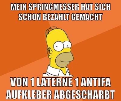 mein springmesser hat sich schon bezahlt gemacht von 1 laterne 1 antifa aufkleber abgescharbt