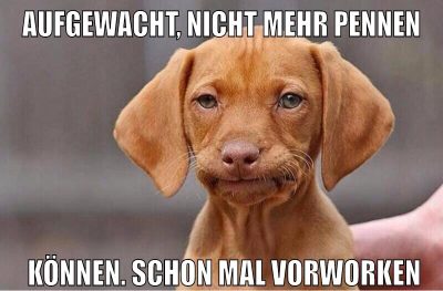 aufgewacht, nicht mehr pennen können. Schon mal vorworken