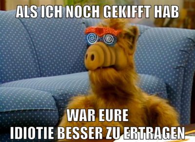 als ich noch gekifft hab war eure idiotie besser zu ertragen