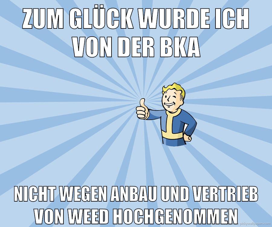 zum glück wurde ich von der bka nicht wegen anbau und vertrieb von weed hochgenommen