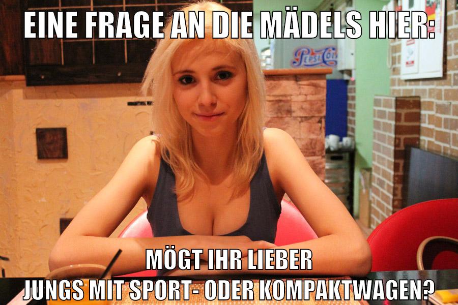 eine frage an die mädels hier: mögt ihr lieber jungs mit sport- oder kompaktwagen?