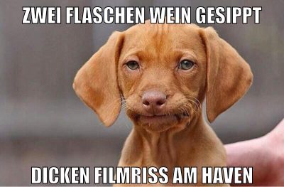 zwei Flaschen wein gesippt dicken Filmriss am haven