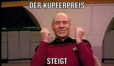 Der kupferpreis Steigt