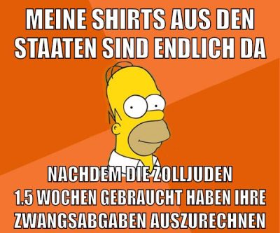 meine shirts aus den staaten sind endlich da nachdem die zolljuden 1.5 wochen gebraucht haben ihre zwangsabgaben auszurechnen