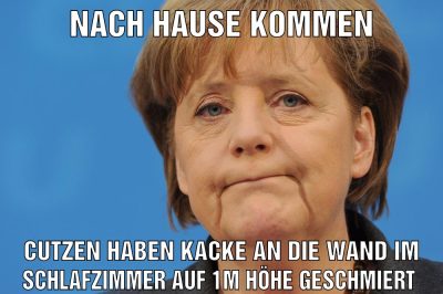 Nach Hause kommen Cutzen haben kacke an die Wand im Schlafzimmer auf 1m Höhe geschmiert