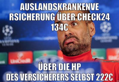 auslandskrankenversicherung über check24 134€ über die hp des versicherers selbst 222€