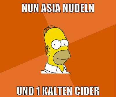 nun asia nudeln und 1 kalten cider