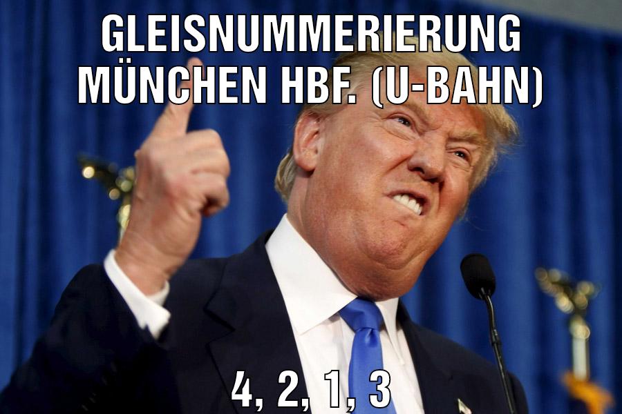 Gleisnummerierung München hbf. (U-bahn) 4, 2, 1, 3