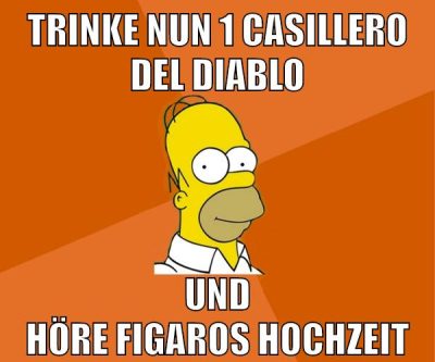 trinke nun 1 casillero del diablo und höre figaros hochzeit