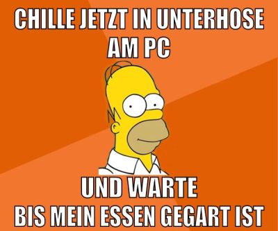 chille jetzt in unterhose am pc und warte bis mein essen gegart ist