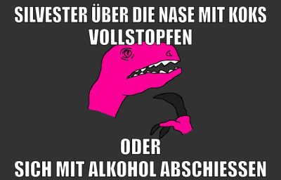 silvester über die nase mit koks vollstopfen oder sich mit alkohol abschiessen