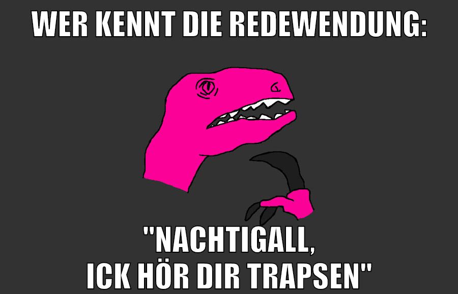 wer kennt die redewendung: "Nachtigall, ick hör dir trapsen"