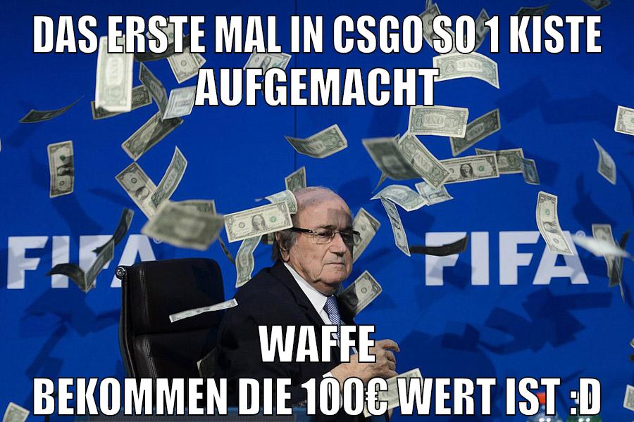 das erste mal in csgo so 1 kiste aufgemacht waffe bekommen die 100€ wert ist :D
