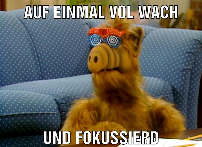 Auf einmal vol wach und fokussierd