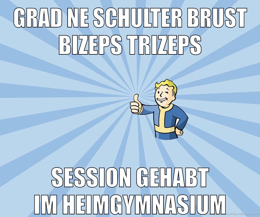 grad ne schulter brust bizeps trizeps session gehabt im heimgymnasium