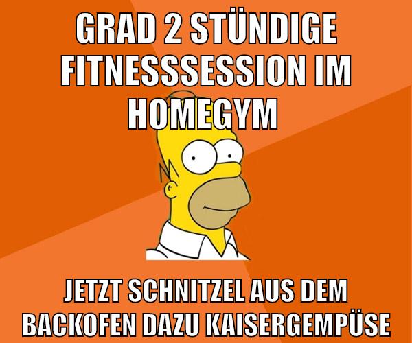 grad 2 stündige fitnesssession im homegym jetzt schnitzel aus dem backofen dazu kaisergempüse